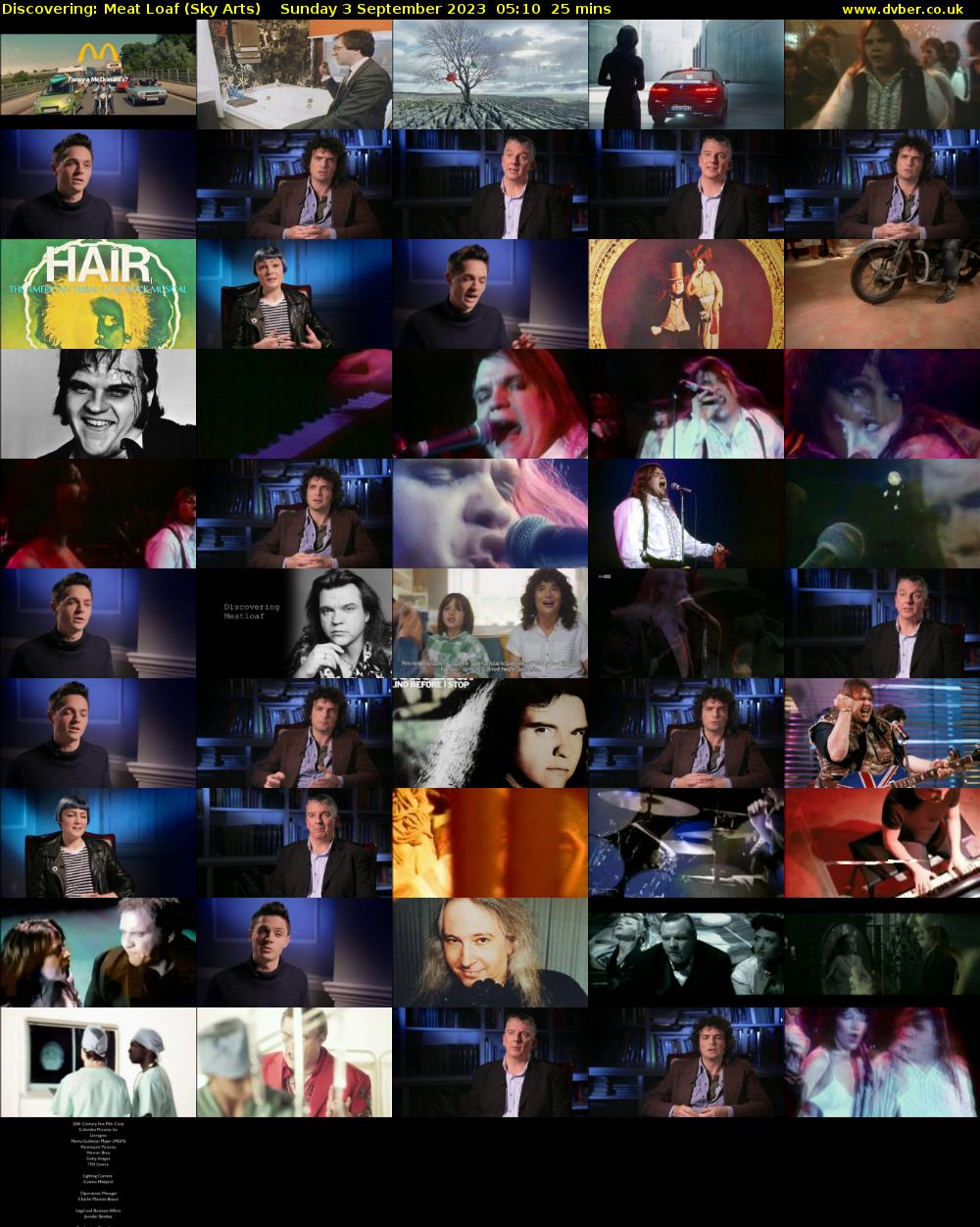 Discovering: Meat Loaf (Sky Arts) Sunday 3 September 2023 05:10 - 05:35