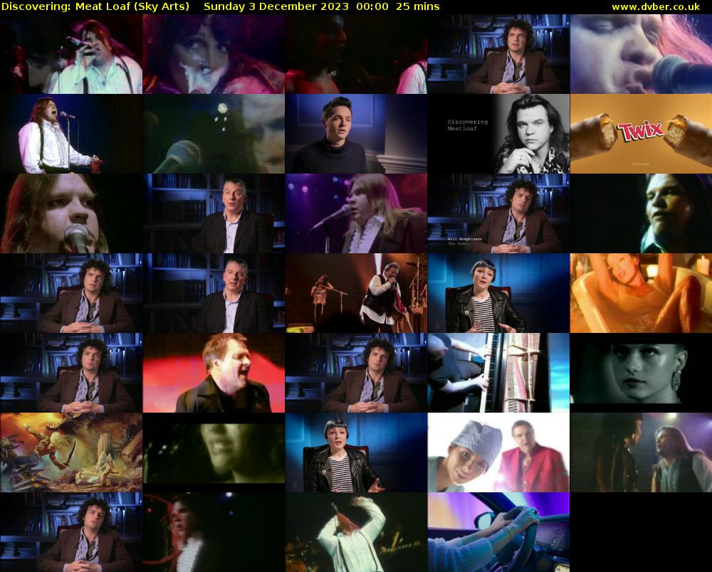 Discovering: Meat Loaf (Sky Arts) Sunday 3 December 2023 00:00 - 00:25