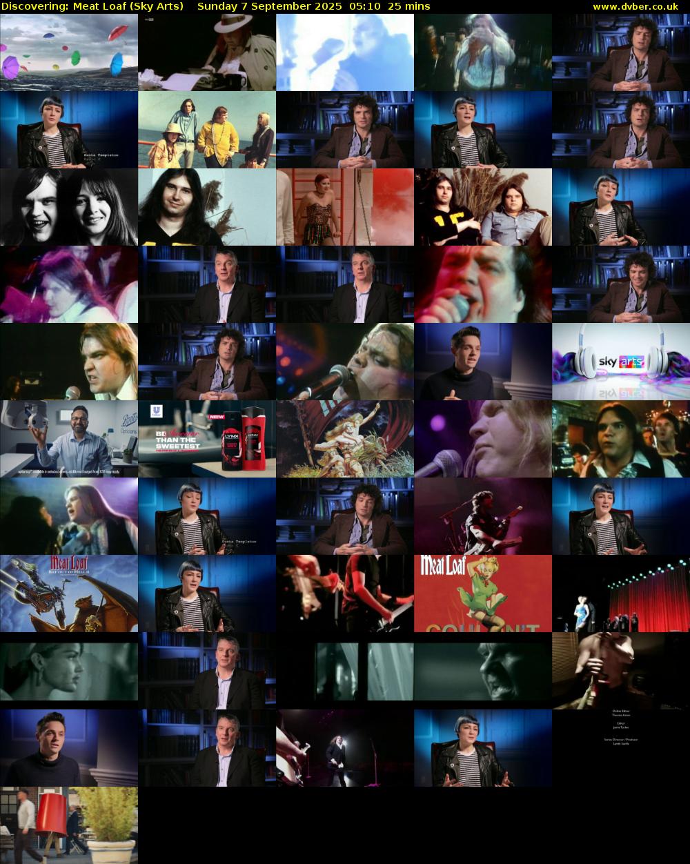 Discovering: Meat Loaf (Sky Arts) Sunday 7 September 2025 05:10 - 05:35