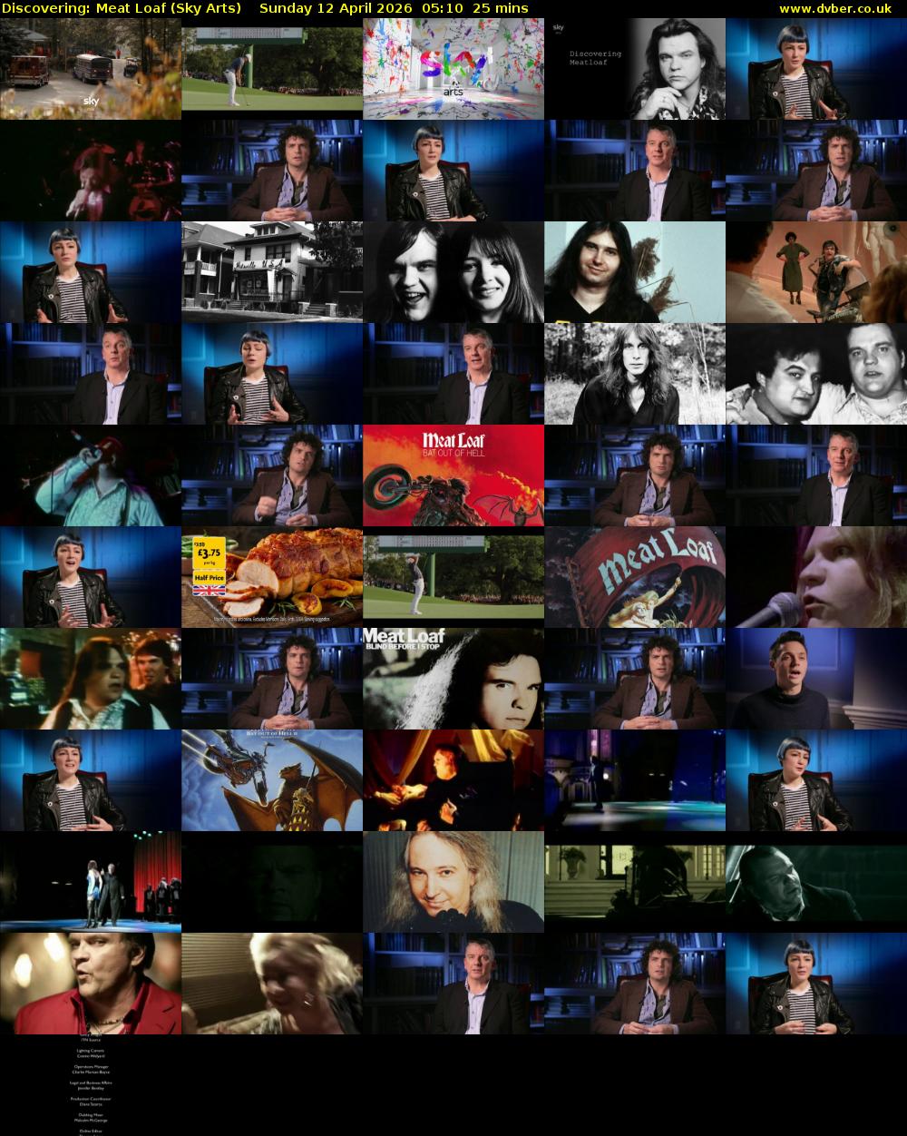 Discovering: Meat Loaf (Sky Arts) Sunday 12 April 2026 05:10 - 05:35
