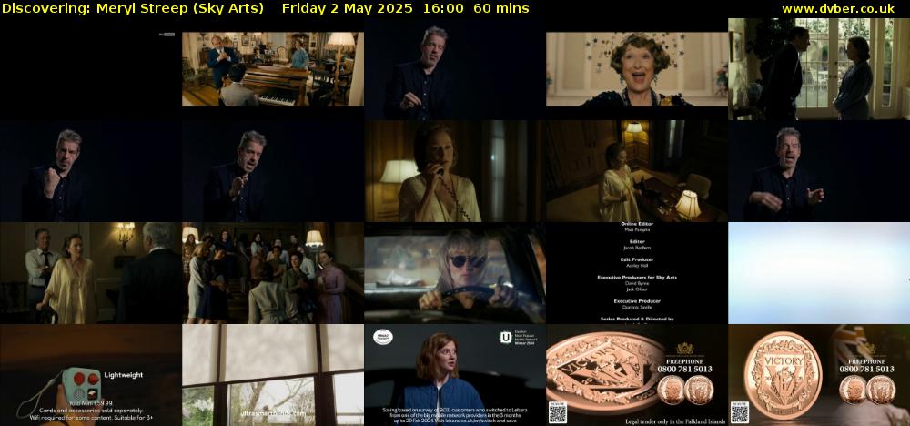 Discovering: Meryl Streep (Sky Arts) Friday 2 May 2025 16:00 - 17:00