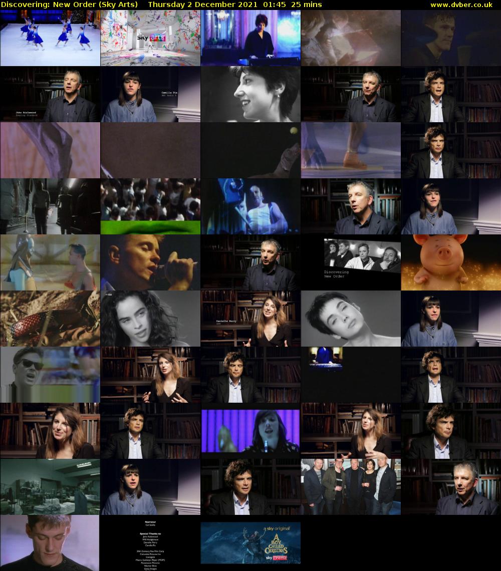 Discovering: New Order (Sky Arts) Thursday 2 December 2021 01:45 - 02:10