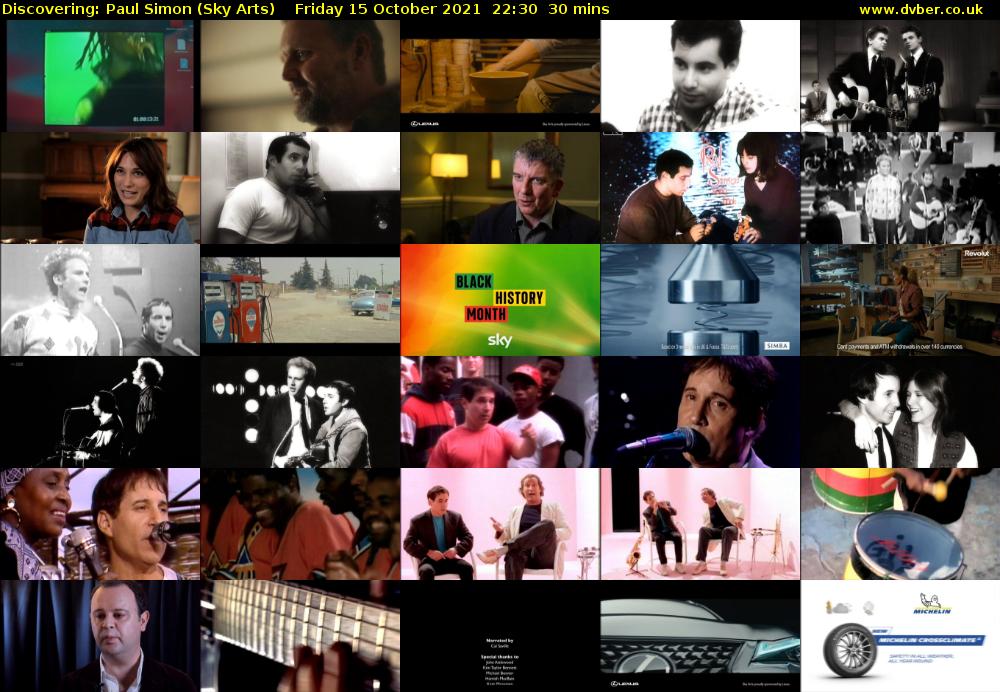 Discovering: Paul Simon (Sky Arts) Friday 15 October 2021 22:30 - 23:00