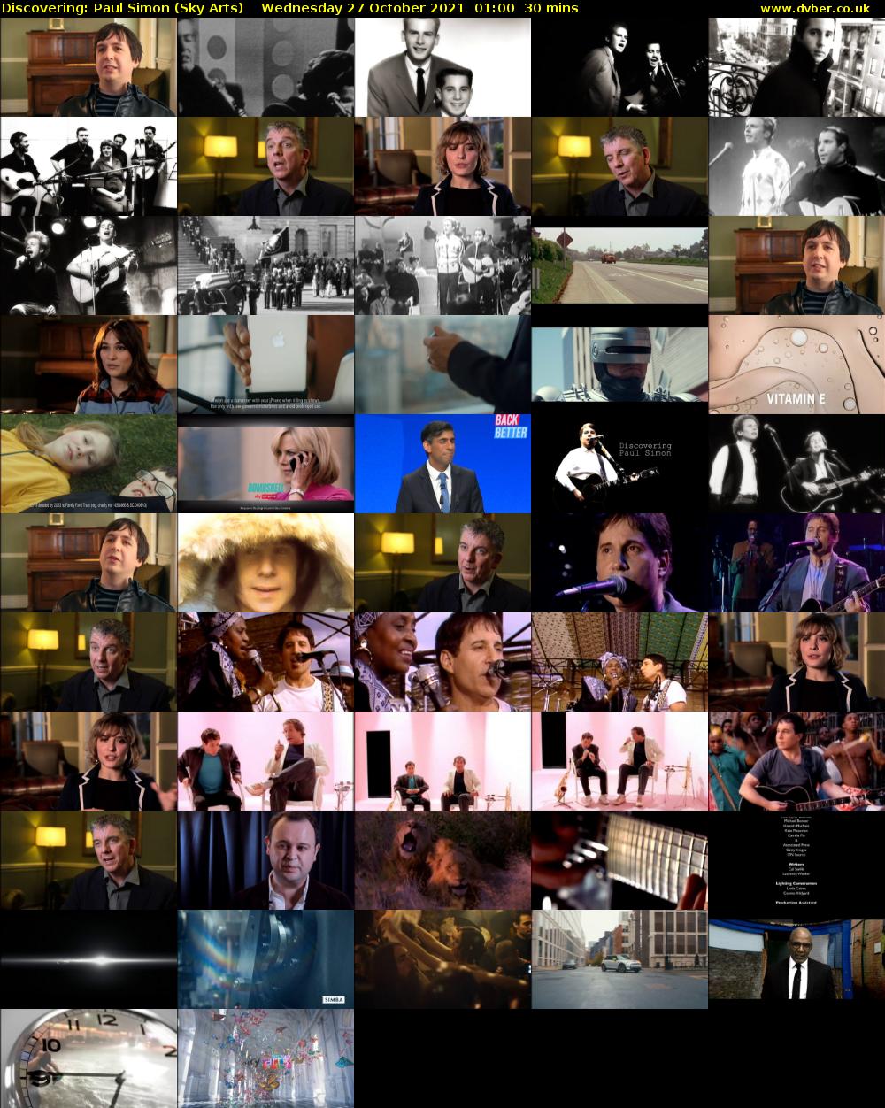 Discovering: Paul Simon (Sky Arts) Wednesday 27 October 2021 01:00 - 01:30