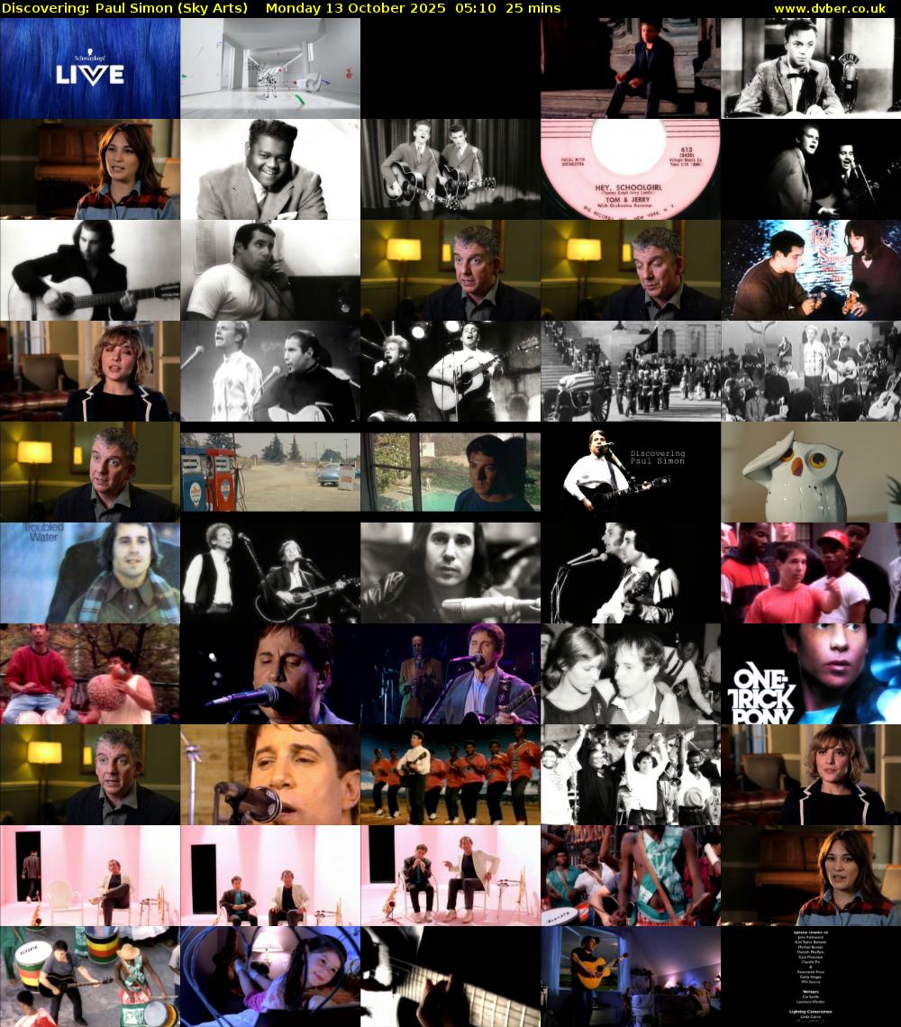 Discovering: Paul Simon (Sky Arts) Monday 13 October 2025 05:10 - 05:35