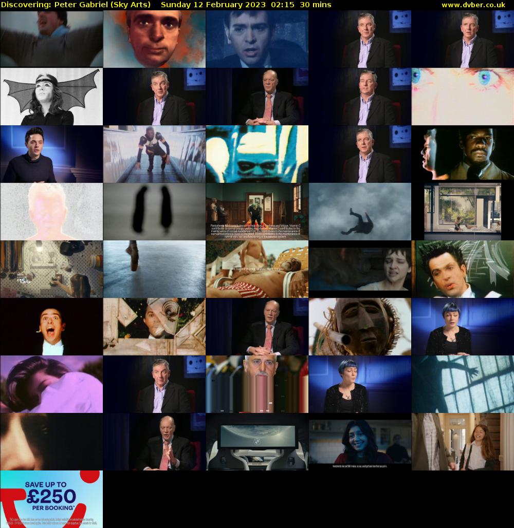 Discovering: Peter Gabriel (Sky Arts) Sunday 12 February 2023 02:15 - 02:45