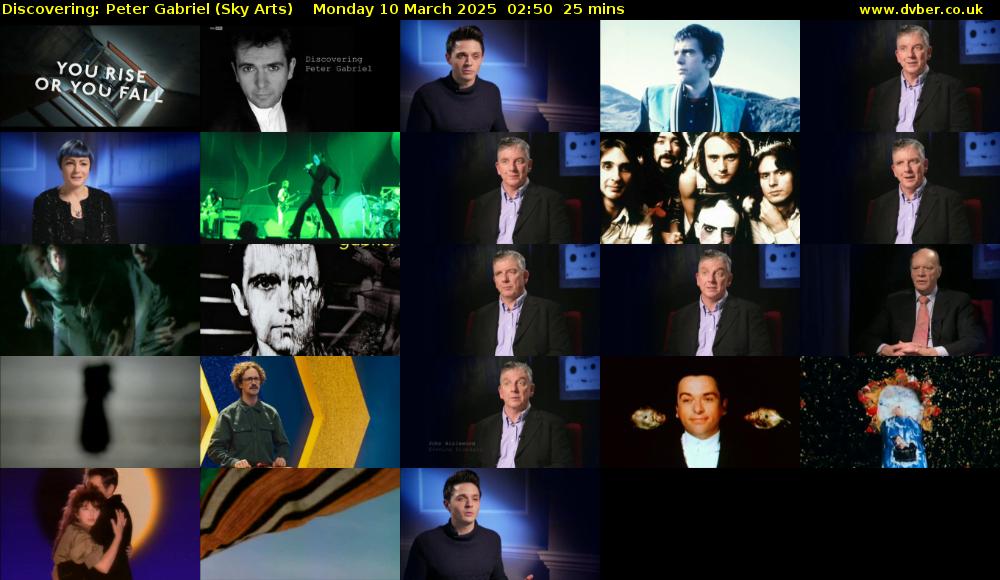 Discovering: Peter Gabriel (Sky Arts) Monday 10 March 2025 02:50 - 03:15