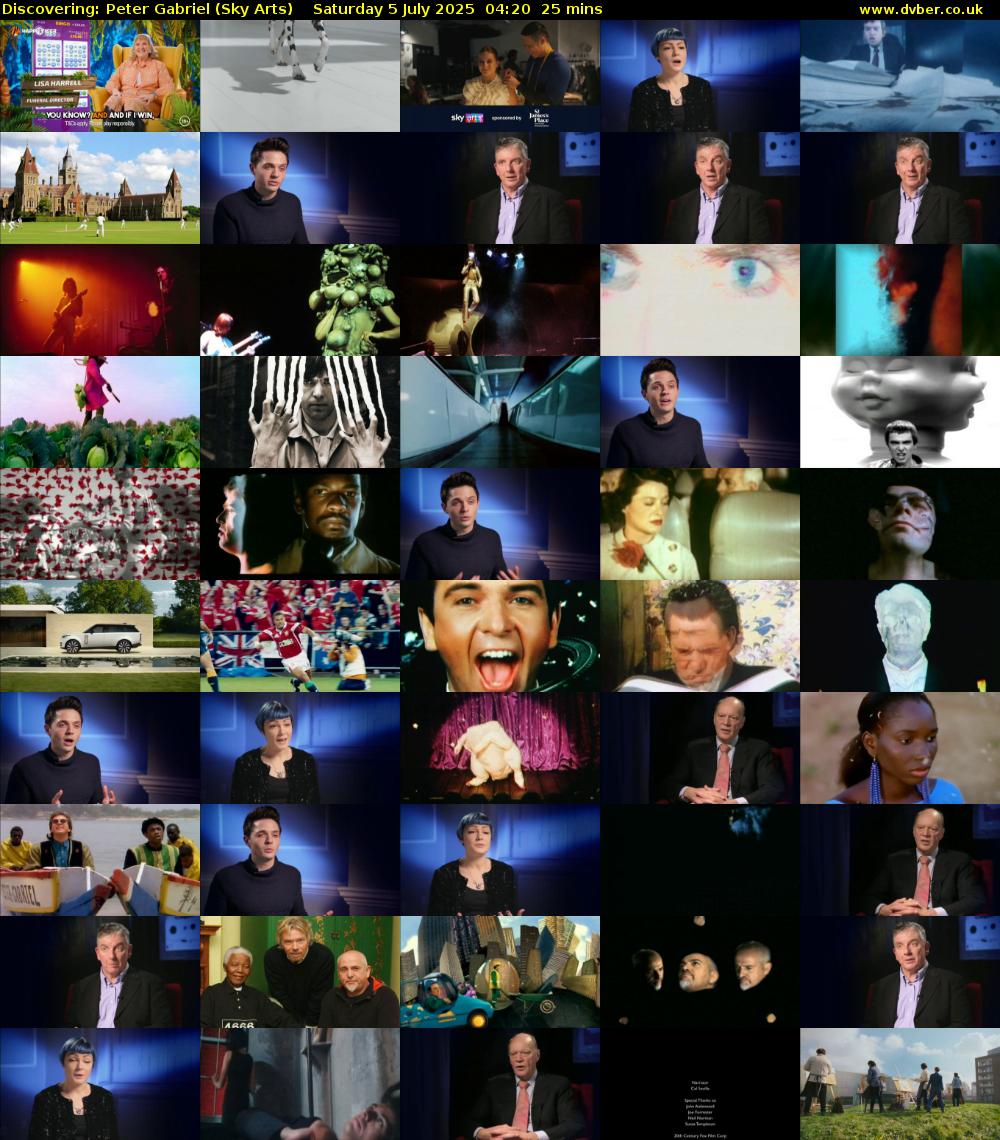 Discovering: Peter Gabriel (Sky Arts) Saturday 5 July 2025 04:20 - 04:45