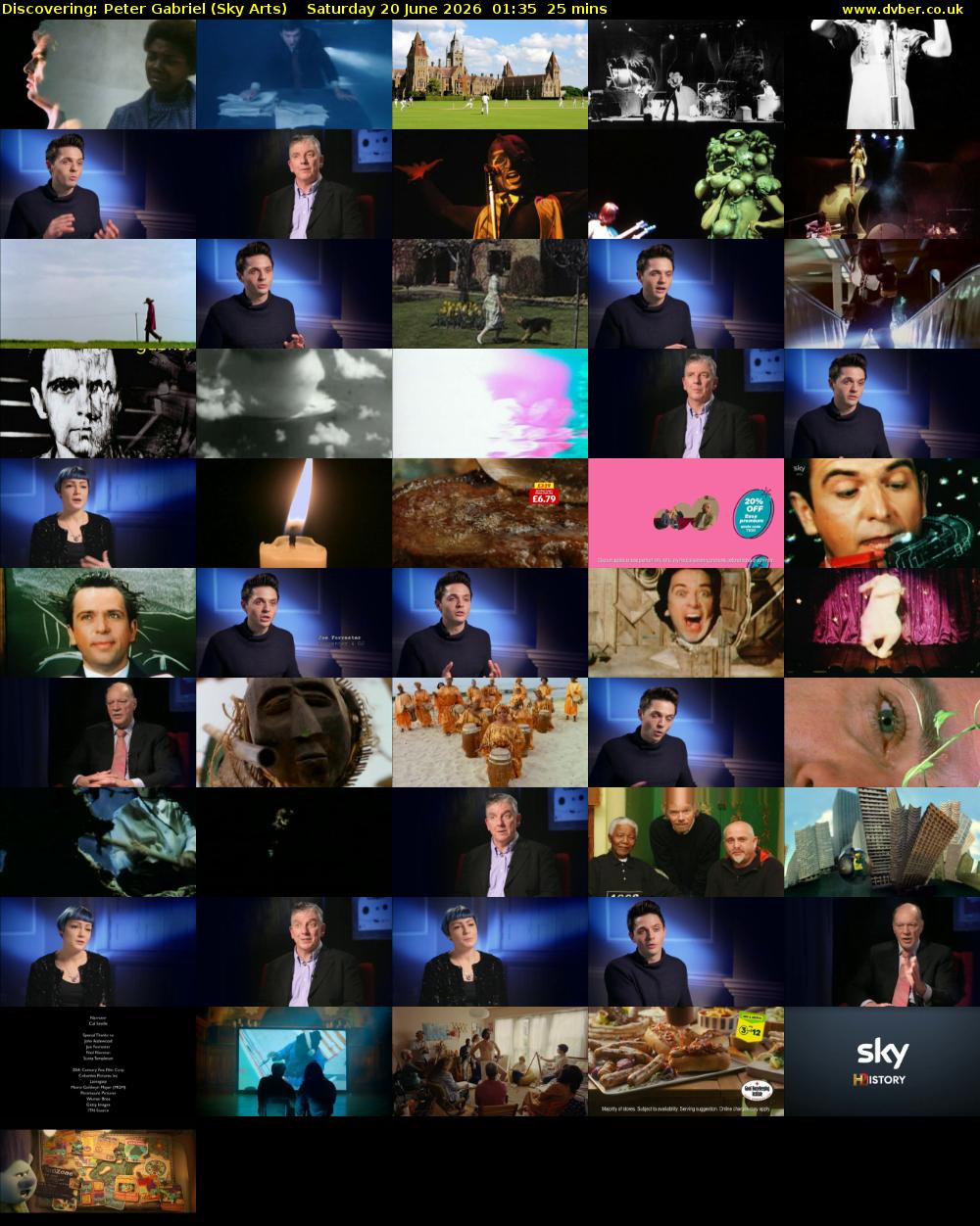 Discovering: Peter Gabriel (Sky Arts) Saturday 20 June 2026 01:35 - 02:00