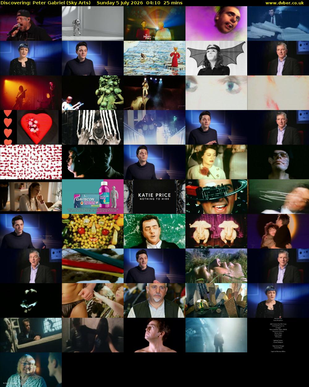 Discovering: Peter Gabriel (Sky Arts) Sunday 5 July 2026 04:10 - 04:35