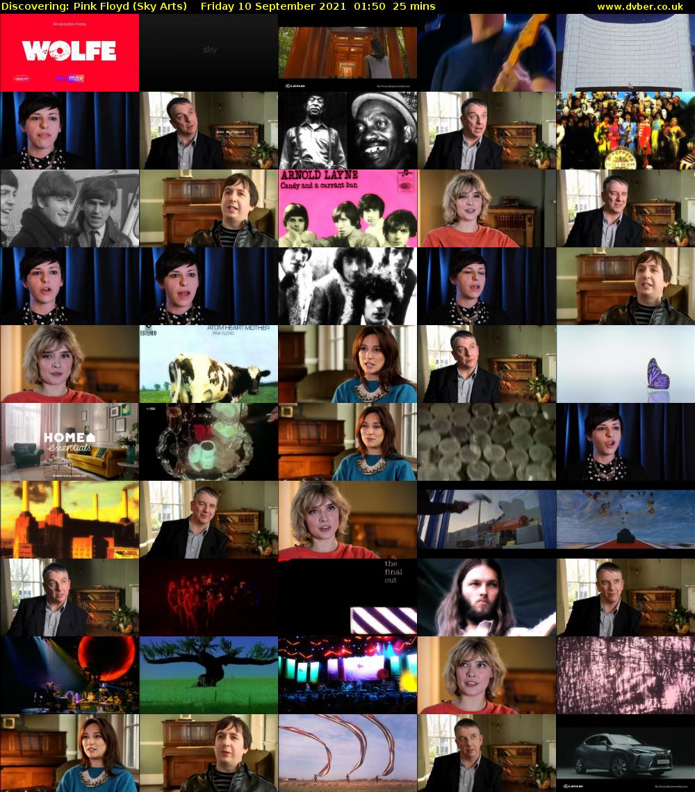 Discovering: Pink Floyd (Sky Arts) Friday 10 September 2021 02:50 - 03:15