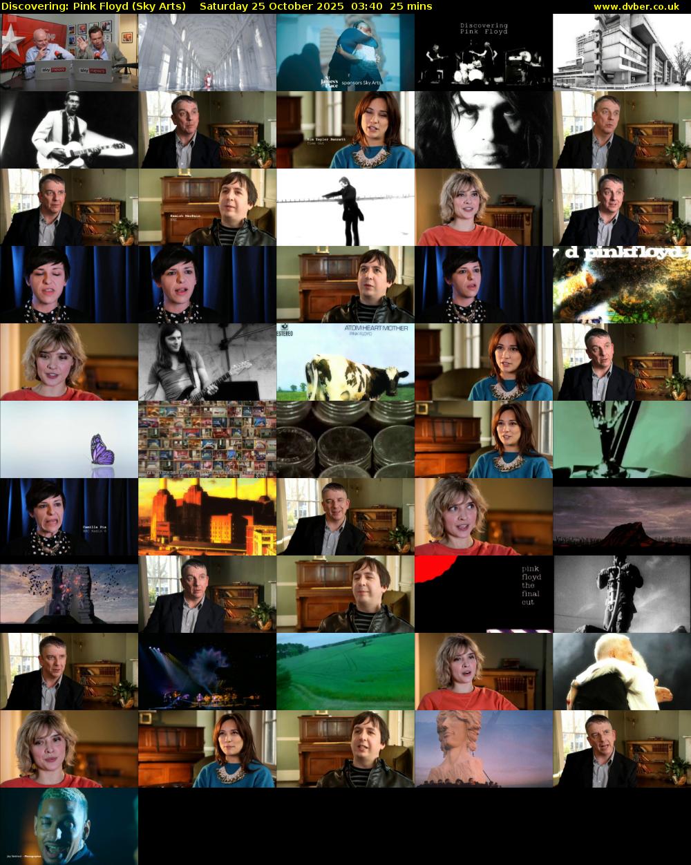 Discovering: Pink Floyd (Sky Arts) Saturday 25 October 2025 03:40 - 04:05