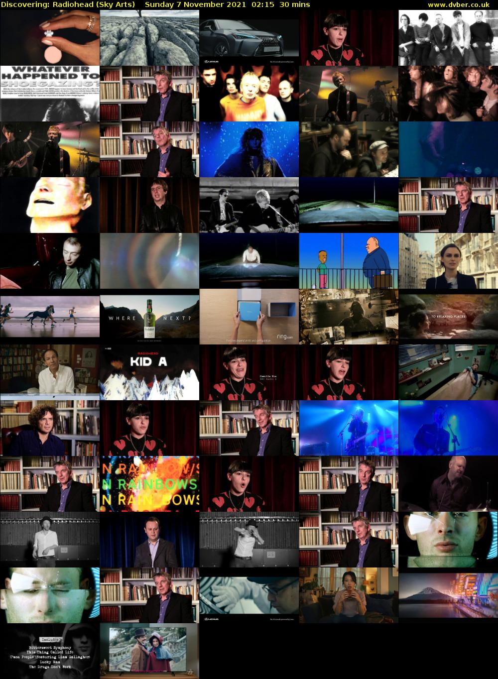 Discovering: Radiohead (Sky Arts) Sunday 7 November 2021 02:15 - 02:45