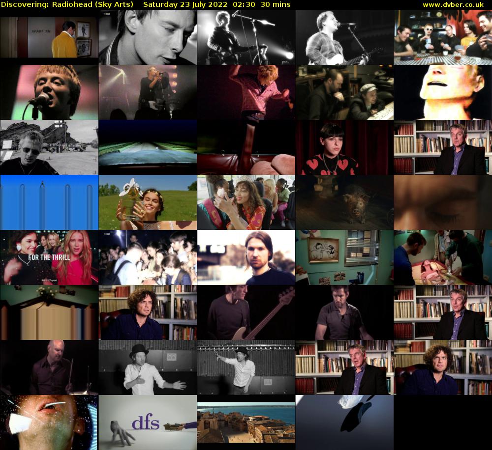 Discovering: Radiohead (Sky Arts) Saturday 23 July 2022 02:30 - 03:00