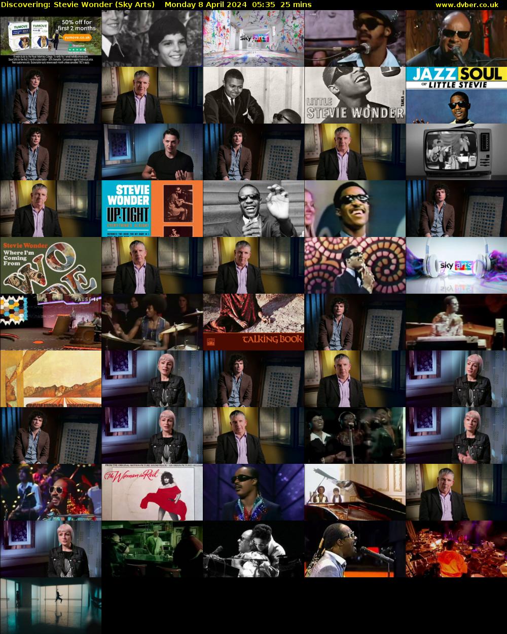 Discovering: Stevie Wonder (Sky Arts) Monday 8 April 2024 05:35 - 06:00