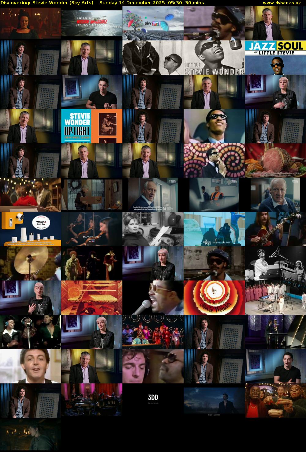 Discovering: Stevie Wonder (Sky Arts) Sunday 14 December 2025 05:30 - 06:00