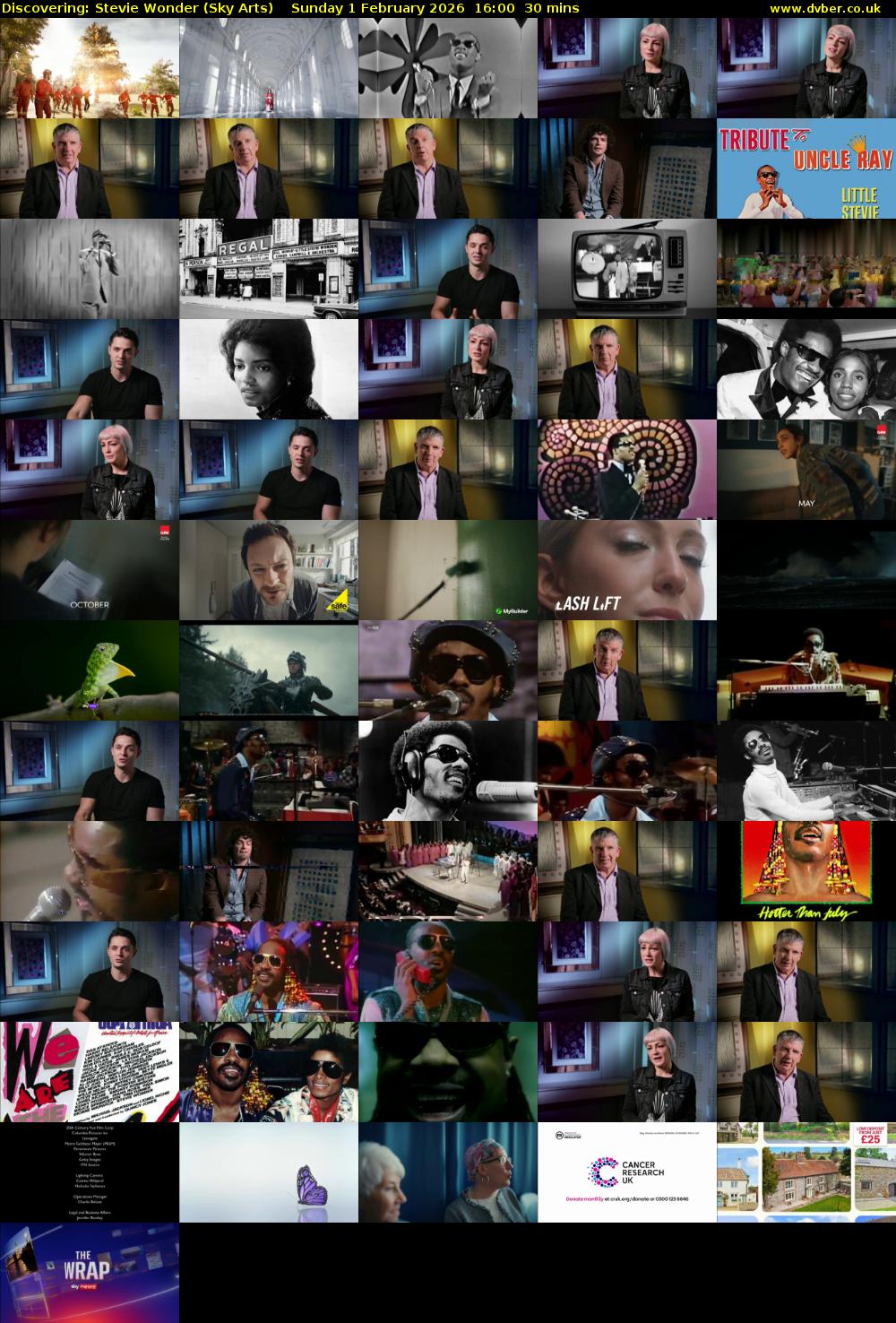 Discovering: Stevie Wonder (Sky Arts) Sunday 1 February 2026 16:00 - 16:30