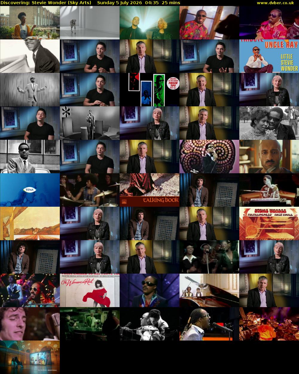 Discovering: Stevie Wonder (Sky Arts) Sunday 5 July 2026 04:35 - 05:00