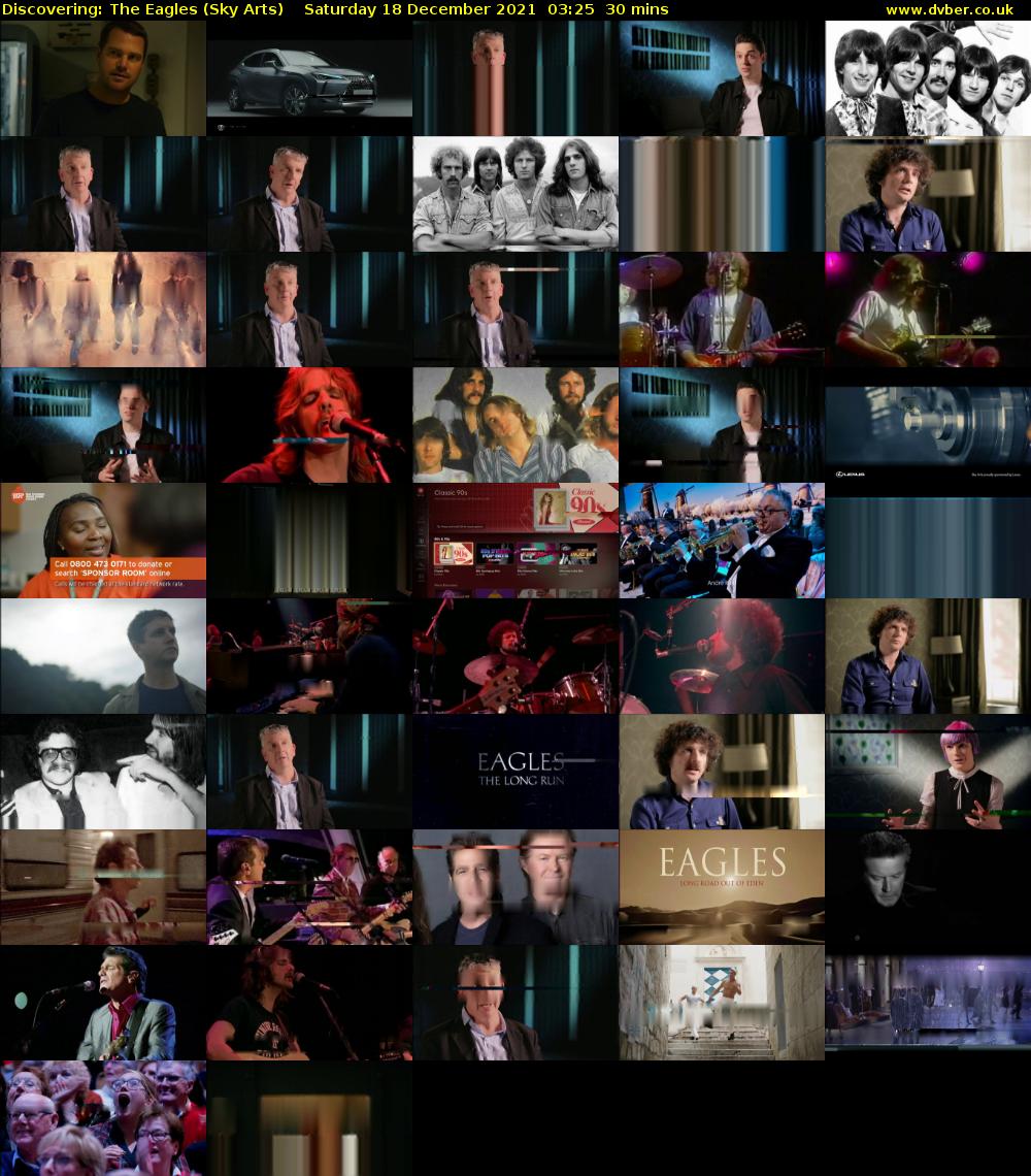 Discovering: The Eagles (Sky Arts) Saturday 18 December 2021 03:25 - 03:55
