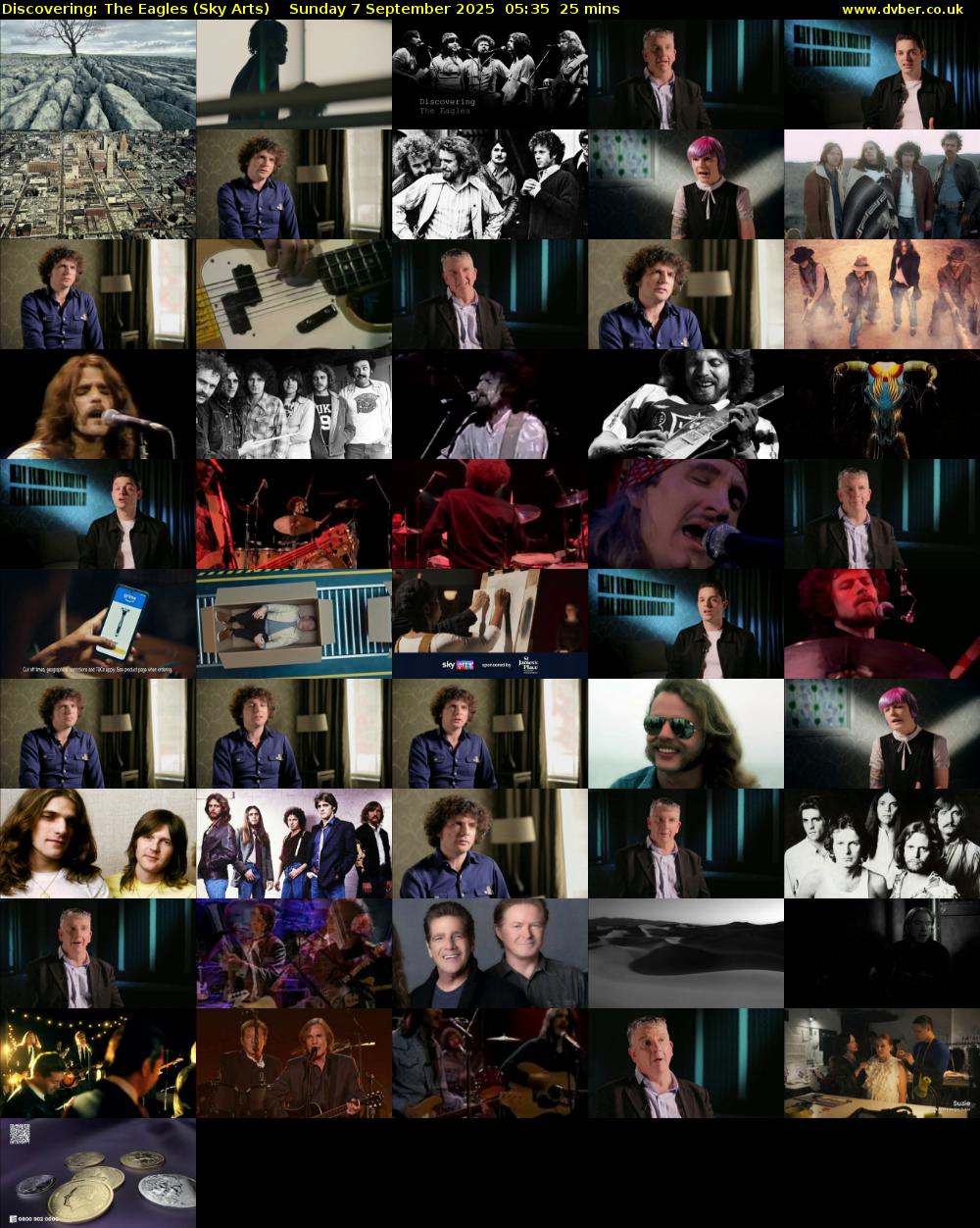 Discovering: The Eagles (Sky Arts) Sunday 7 September 2025 05:35 - 06:00