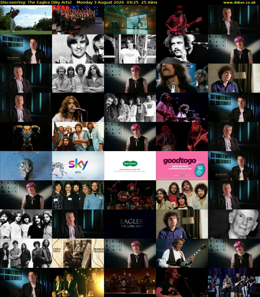 Discovering: The Eagles (Sky Arts) Monday 3 August 2026 04:25 - 04:50