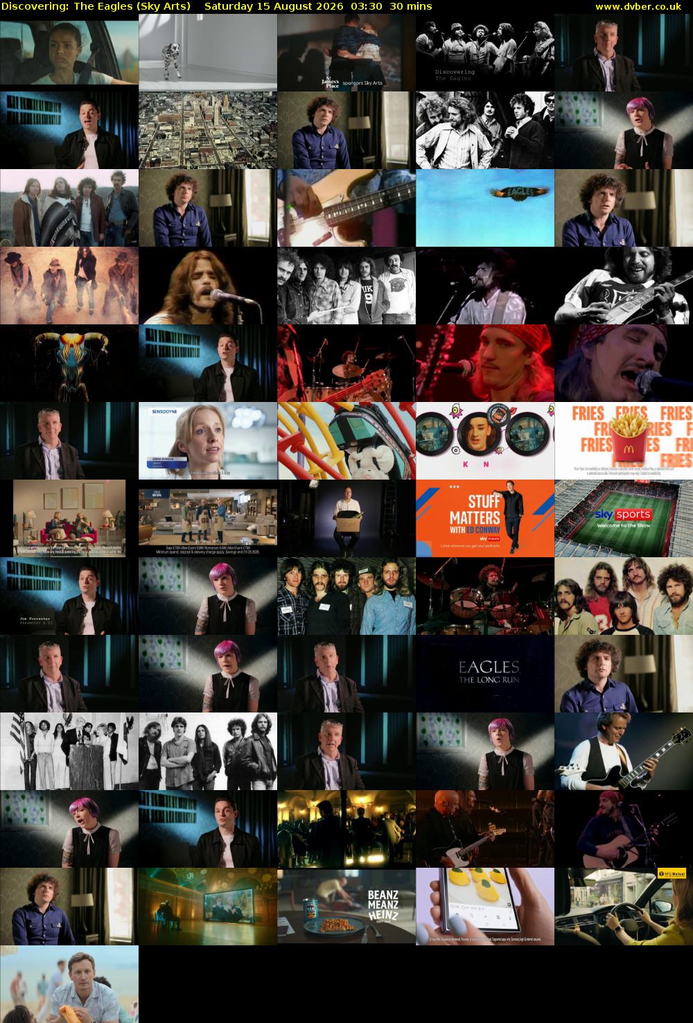 Discovering: The Eagles (Sky Arts) Saturday 15 August 2026 03:30 - 04:00