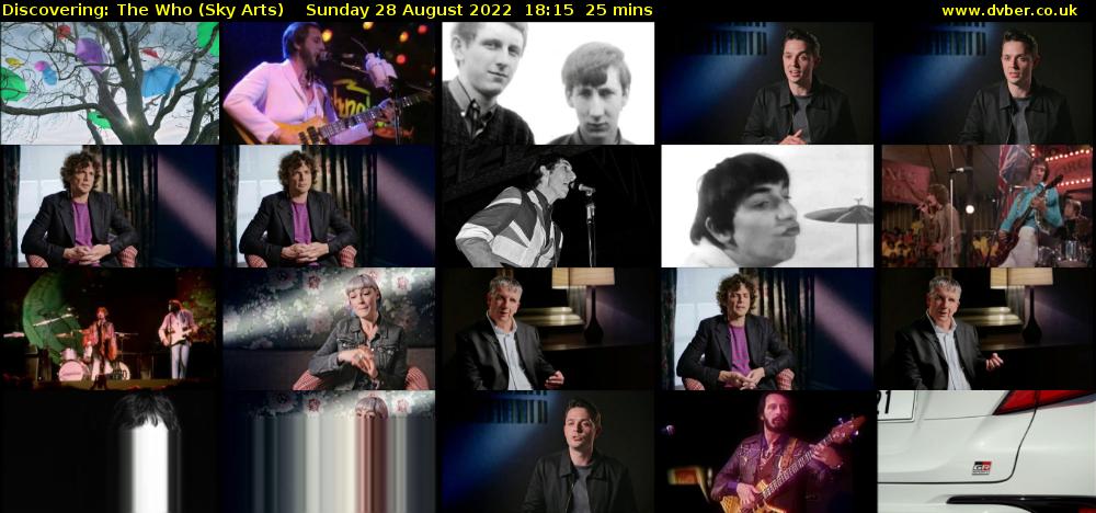 Discovering: The Who (Sky Arts) Sunday 28 August 2022 18:15 - 18:40