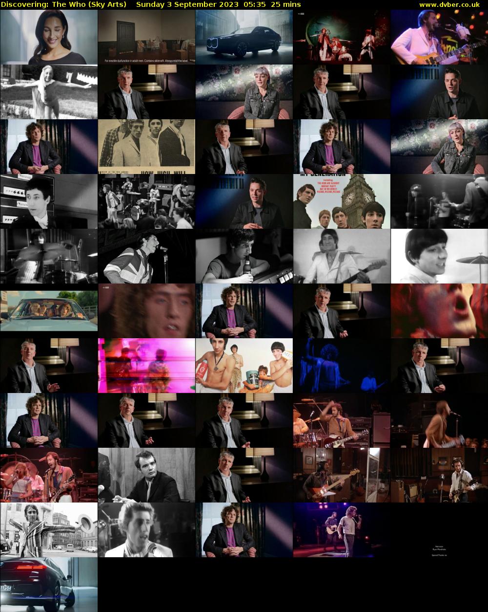 Discovering: The Who (Sky Arts) Sunday 3 September 2023 05:35 - 06:00