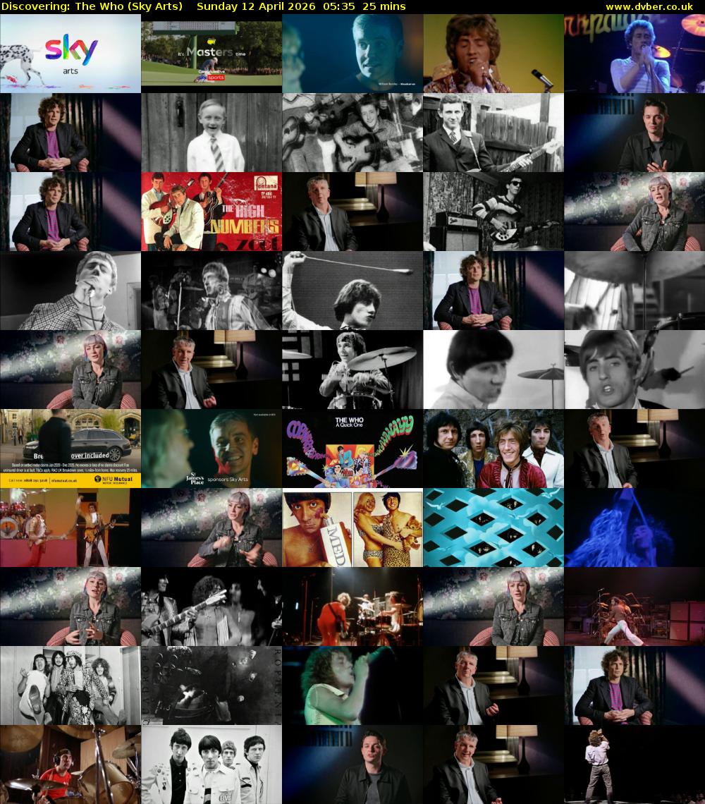 Discovering: The Who (Sky Arts) Sunday 12 April 2026 05:35 - 06:00