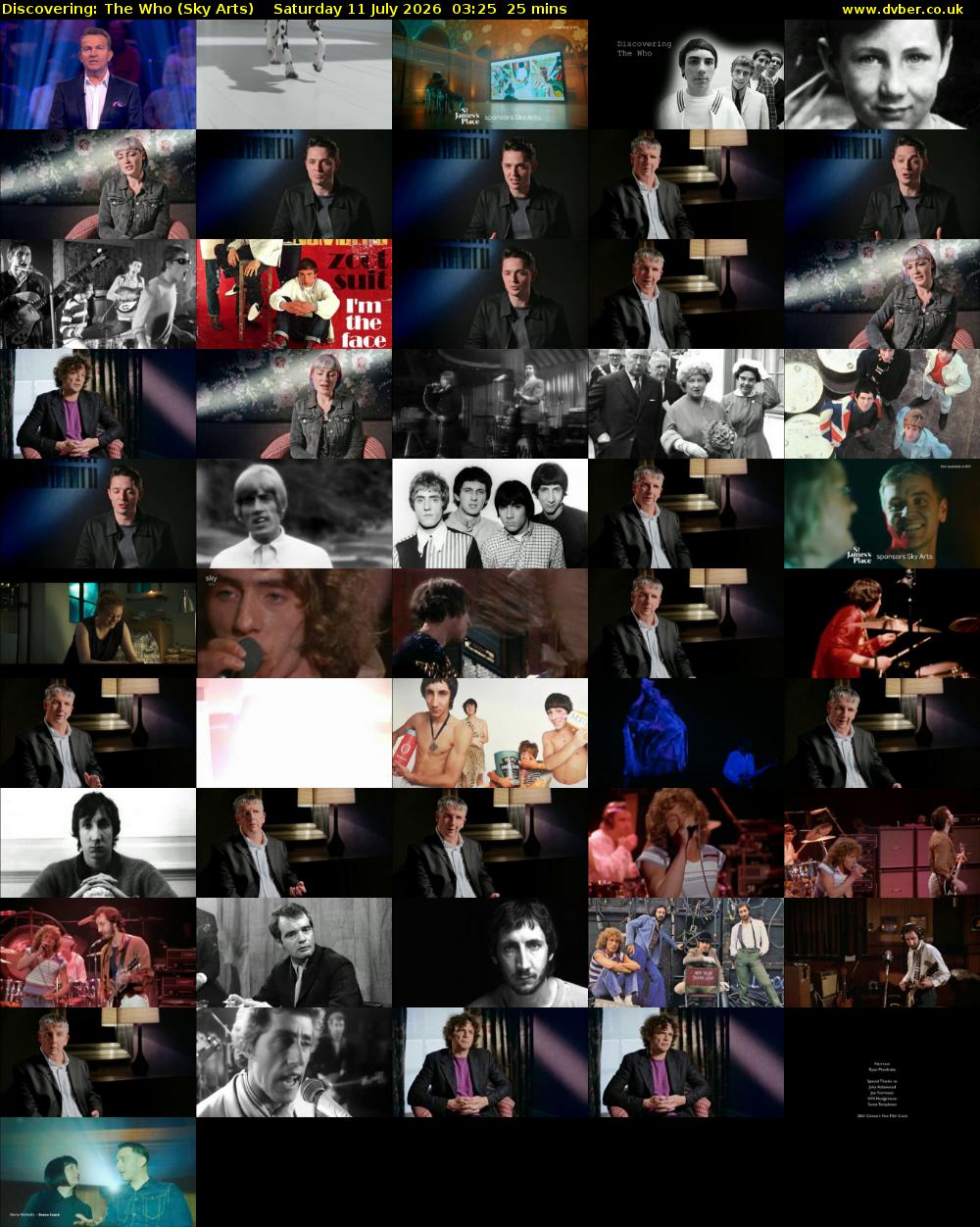 Discovering: The Who (Sky Arts) Saturday 11 July 2026 03:25 - 03:50