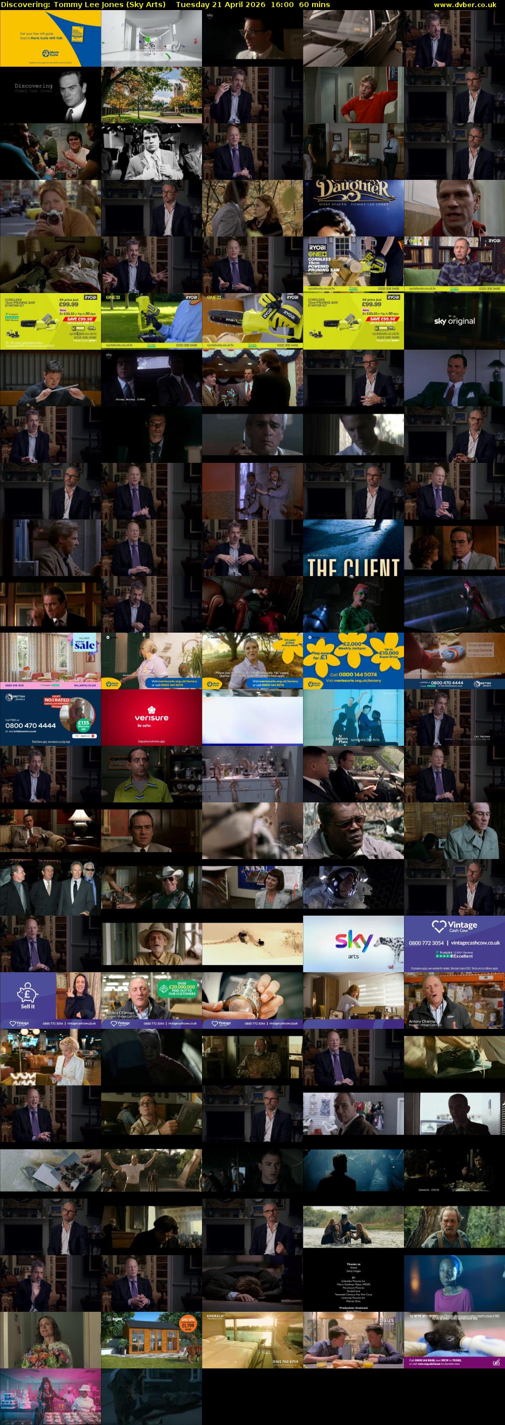 Discovering: Tommy Lee Jones (Sky Arts) Tuesday 21 April 2026 16:00 - 17:00