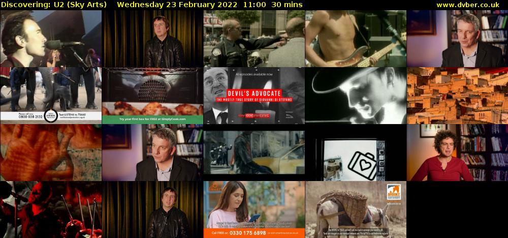 Discovering: U2 (Sky Arts) Wednesday 23 February 2022 11:00 - 11:30