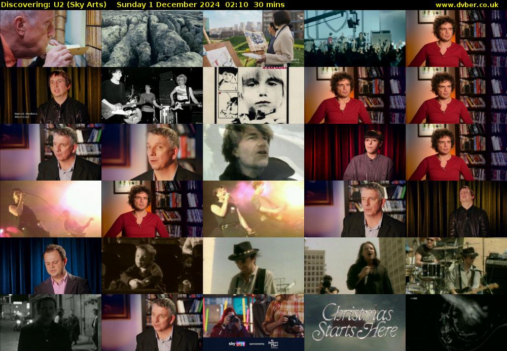 Discovering: U2 (Sky Arts) Sunday 1 December 2024 02:10 - 02:40