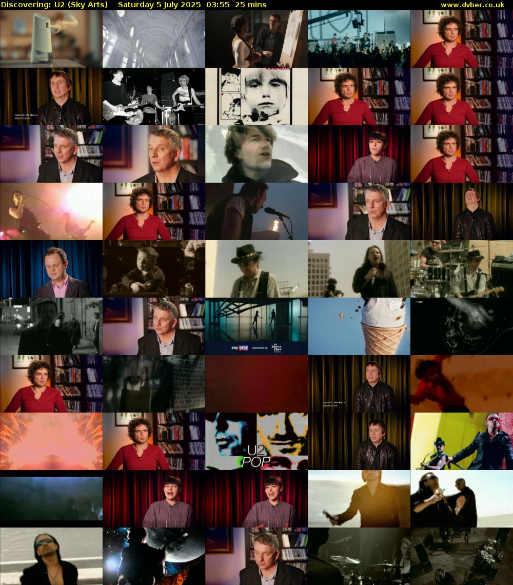 Discovering: U2 (Sky Arts) Saturday 5 July 2025 03:55 - 04:20