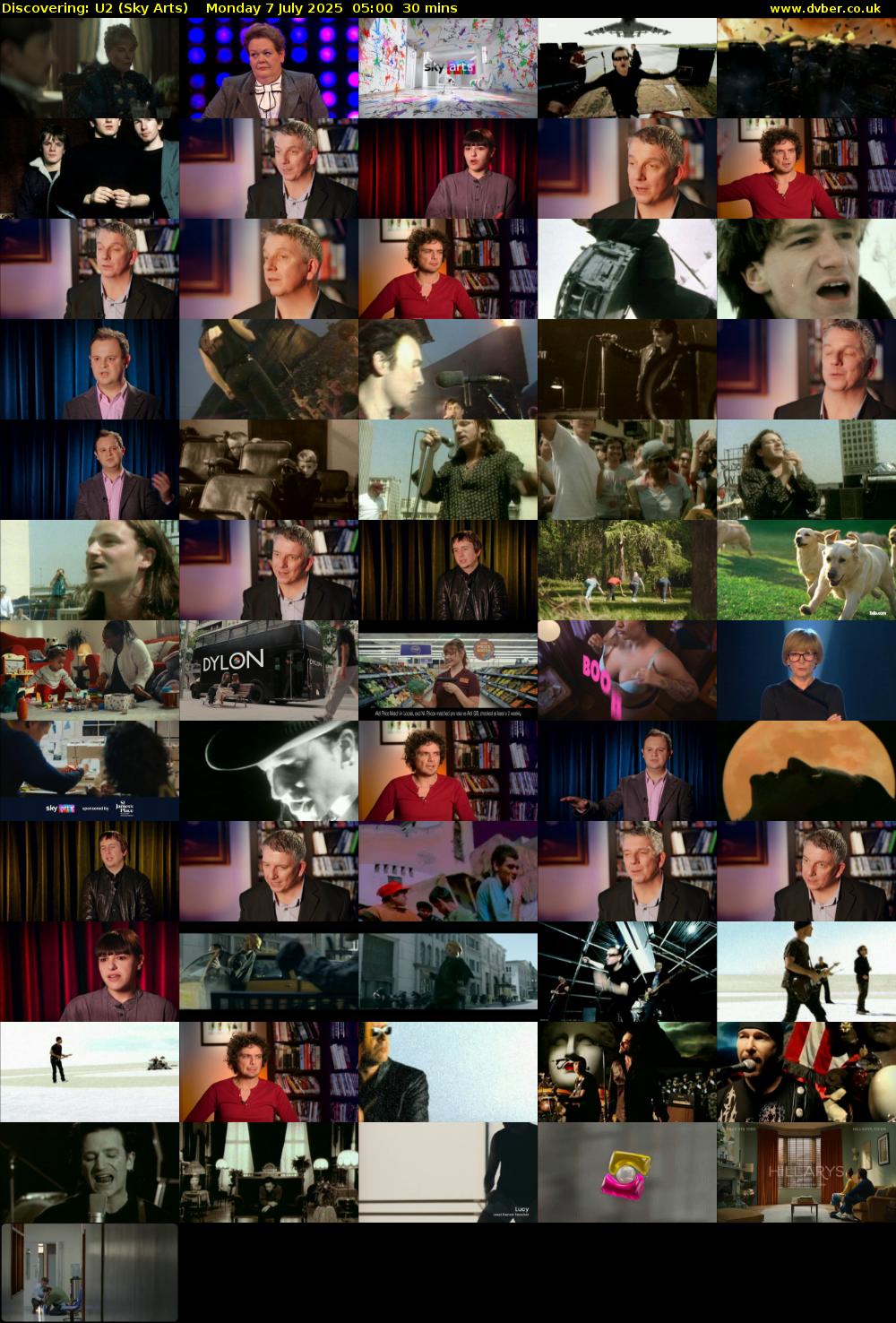 Discovering: U2 (Sky Arts) Monday 7 July 2025 05:00 - 05:30