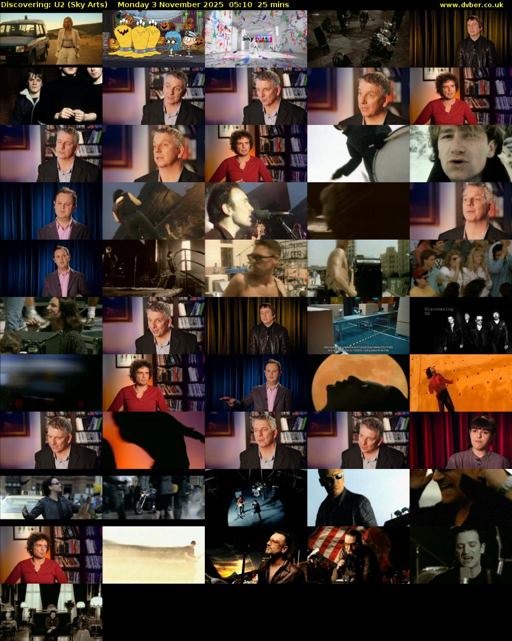 Discovering: U2 (Sky Arts) Monday 3 November 2025 05:10 - 05:35