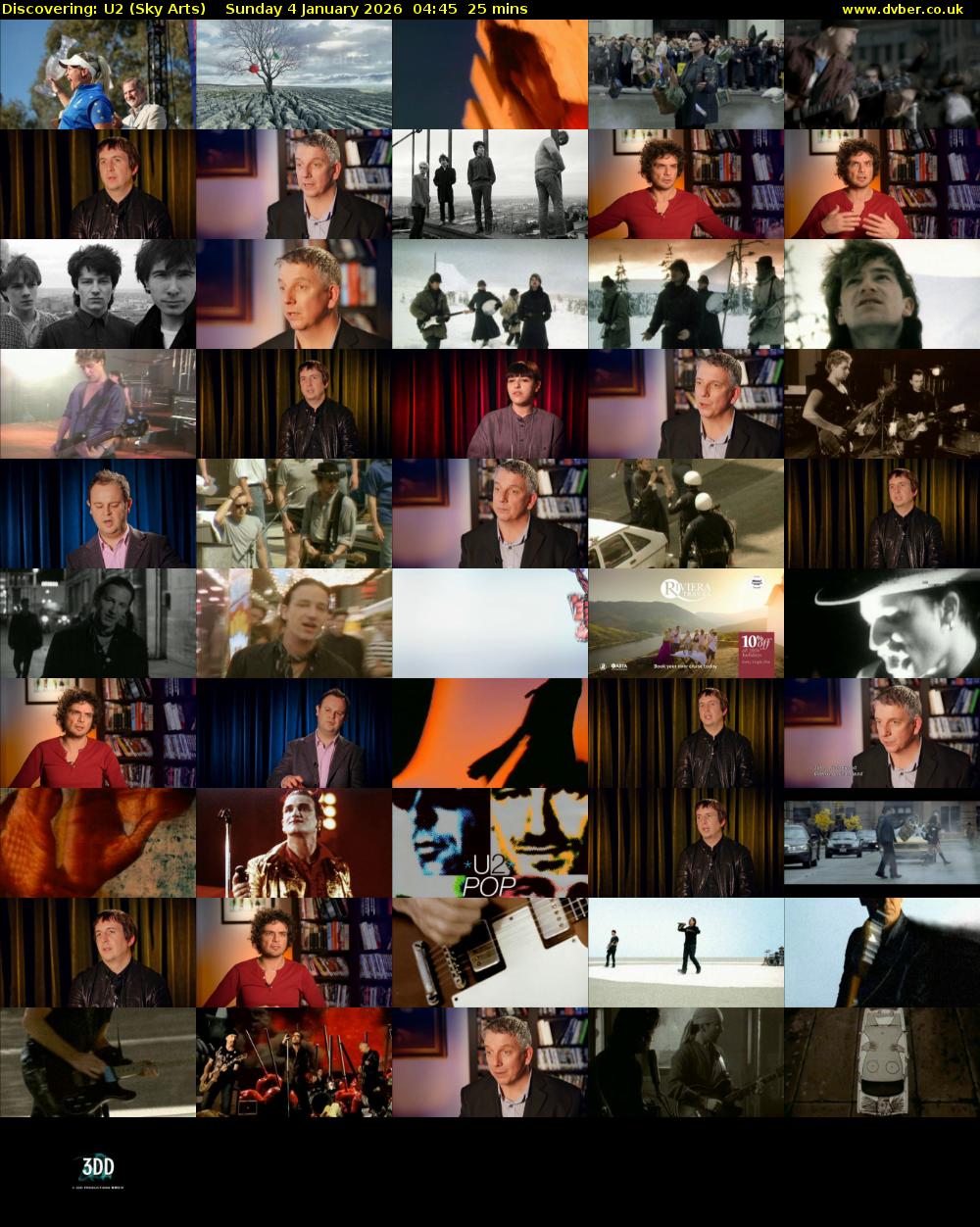 Discovering: U2 (Sky Arts) Sunday 4 January 2026 04:45 - 05:10