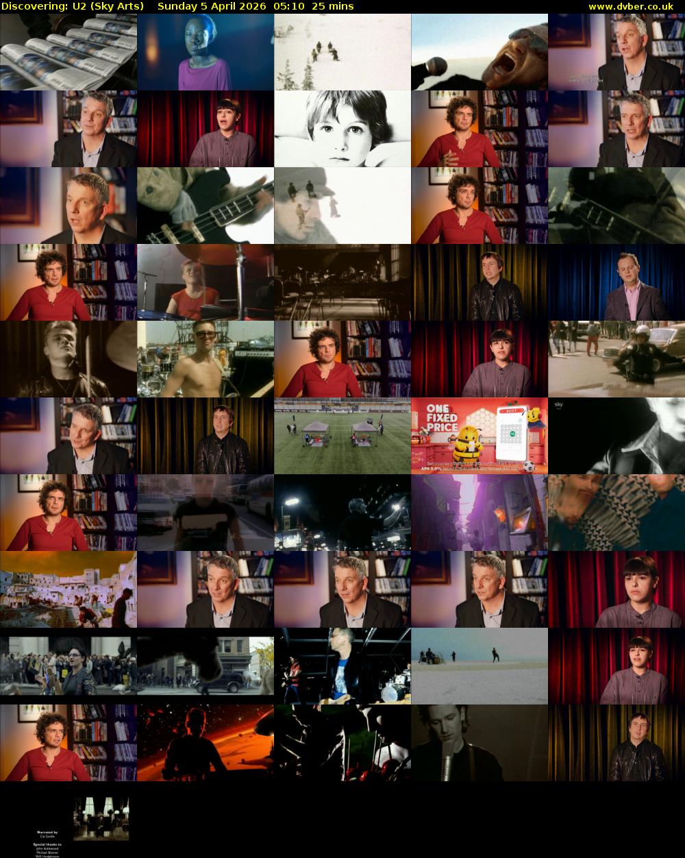 Discovering: U2 (Sky Arts) Sunday 5 April 2026 05:10 - 05:35
