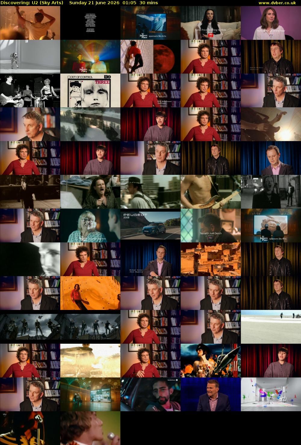 Discovering: U2 (Sky Arts) Sunday 21 June 2026 01:05 - 01:35