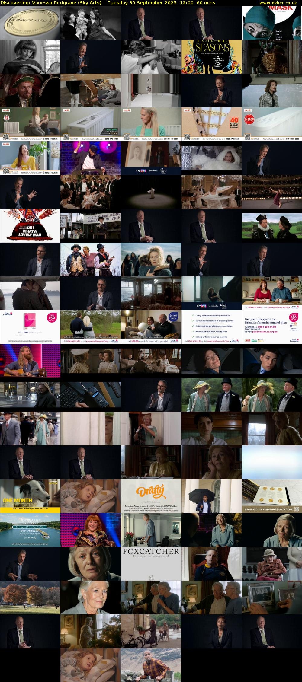 Discovering: Vanessa Redgrave (Sky Arts) Tuesday 30 September 2025 12:00 - 13:00