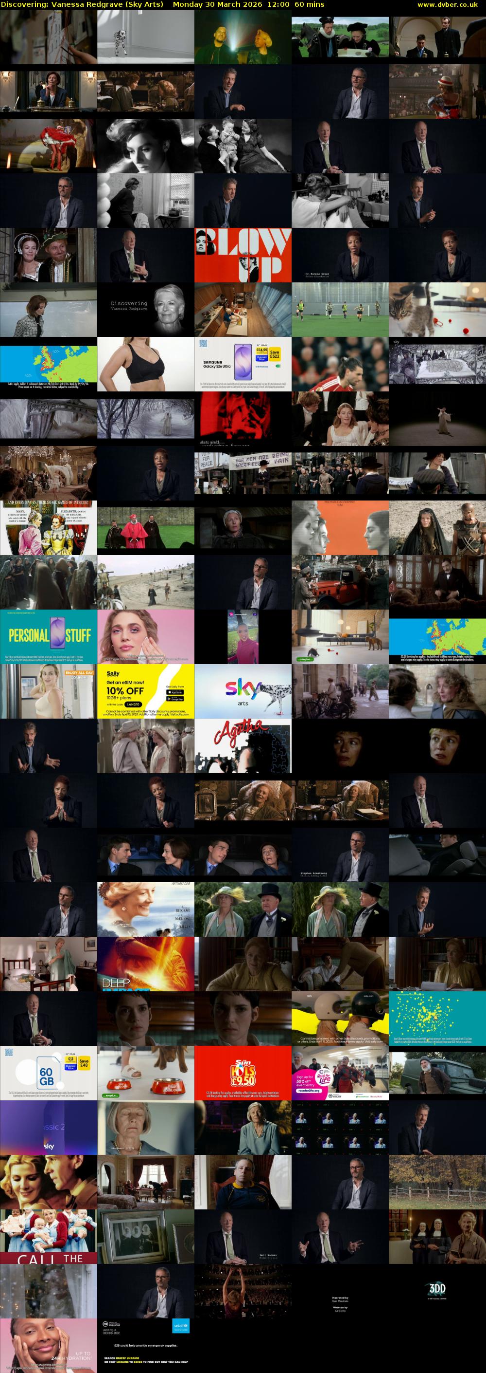 Discovering: Vanessa Redgrave (Sky Arts) Monday 30 March 2026 12:00 - 13:00