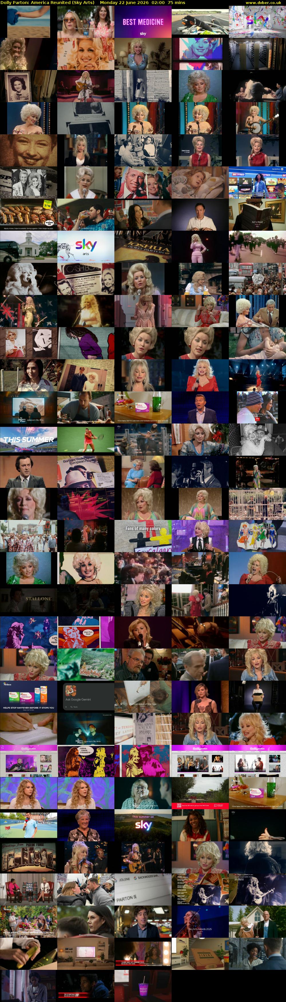 Dolly Parton: America Reunited (Sky Arts) Monday 22 June 2026 02:00 - 03:15