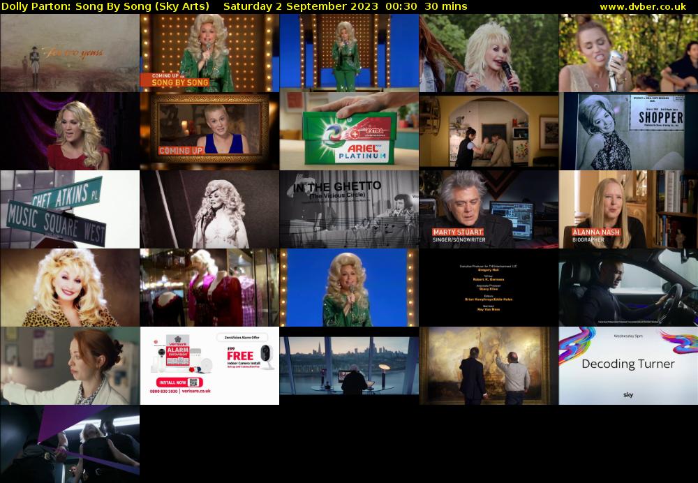 Dolly Parton: Song By Song (Sky Arts) Saturday 2 September 2023 00:30 - 01:00