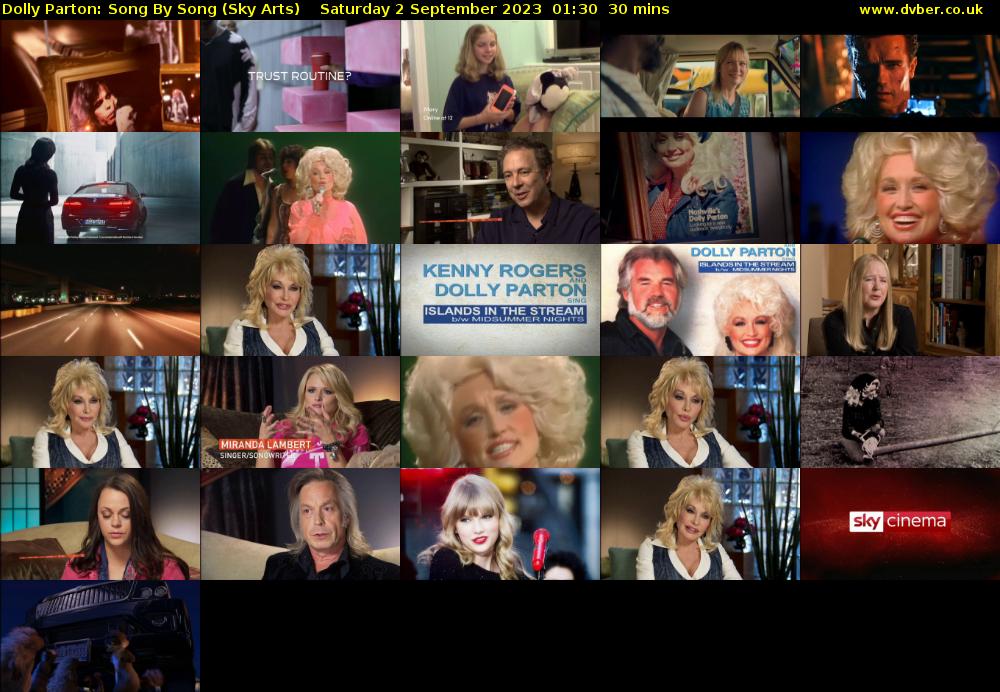 Dolly Parton: Song By Song (Sky Arts) Saturday 2 September 2023 01:30 - 02:00