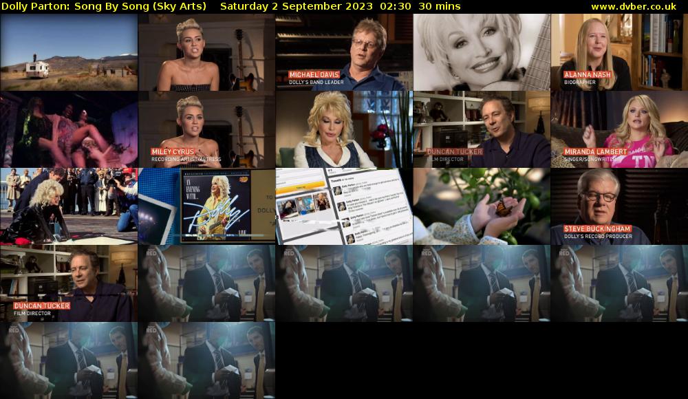 Dolly Parton: Song By Song (Sky Arts) Saturday 2 September 2023 02:30 - 03:00