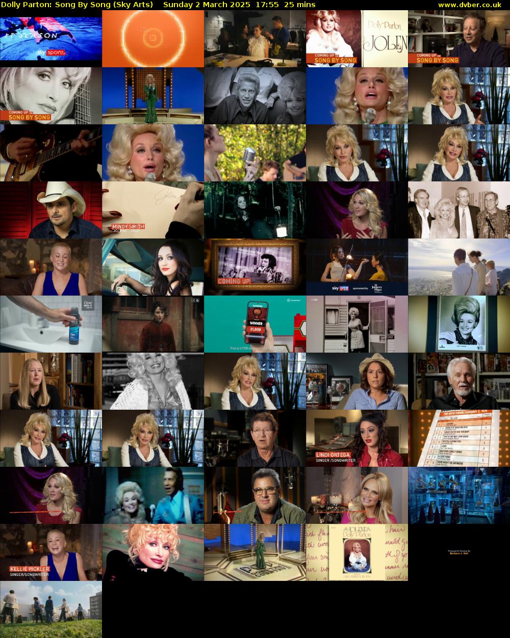 Dolly Parton: Song By Song (Sky Arts) Sunday 2 March 2025 17:55 - 18:20
