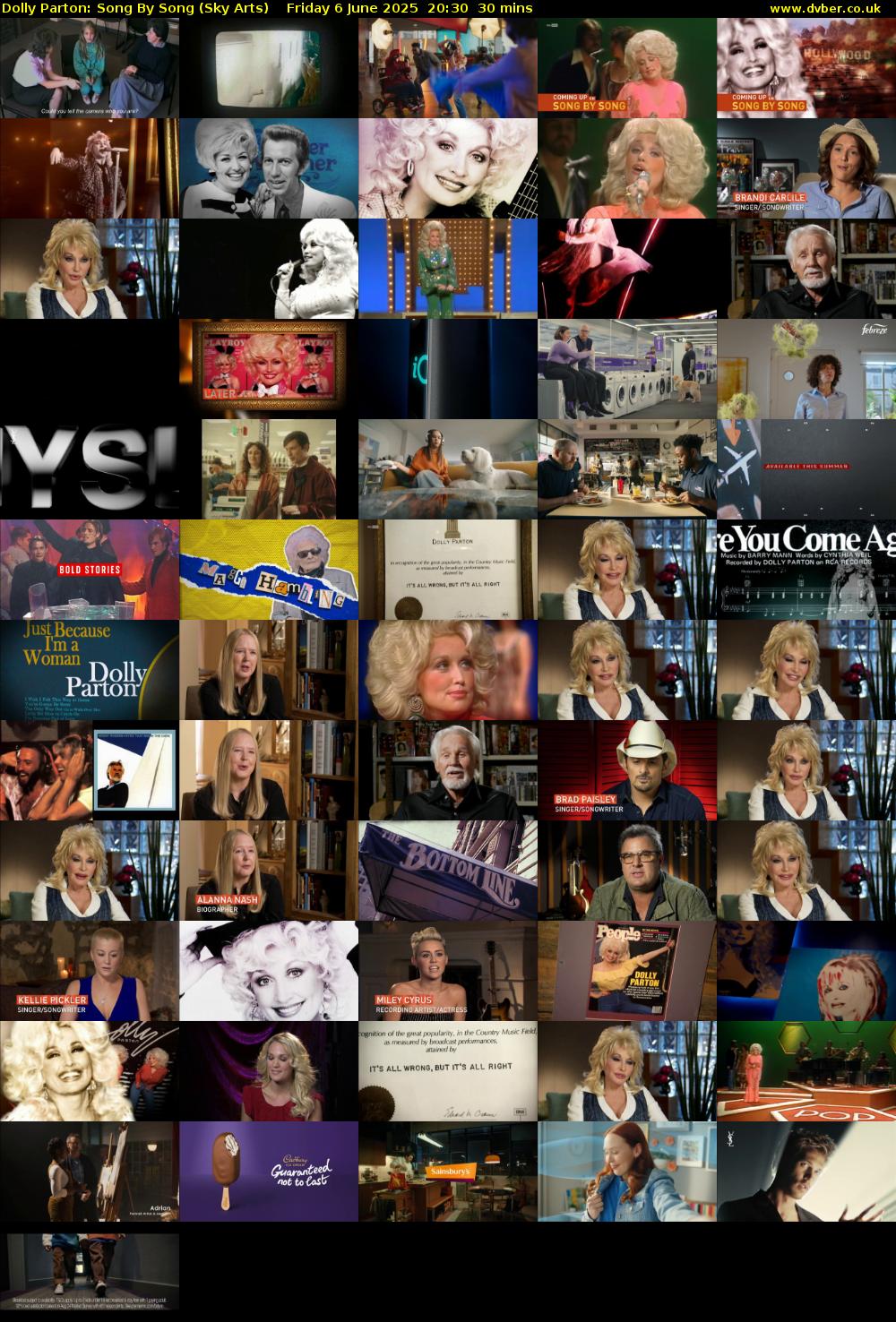 Dolly Parton: Song By Song (Sky Arts) Friday 6 June 2025 20:30 - 21:00