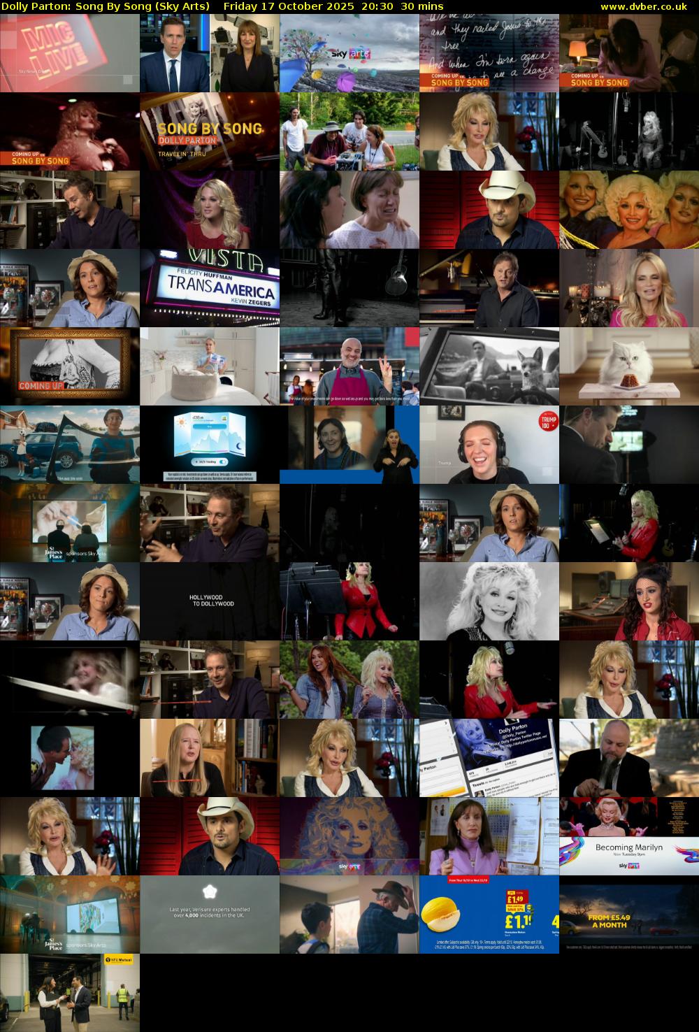 Dolly Parton: Song By Song (Sky Arts) Friday 17 October 2025 20:30 - 21:00
