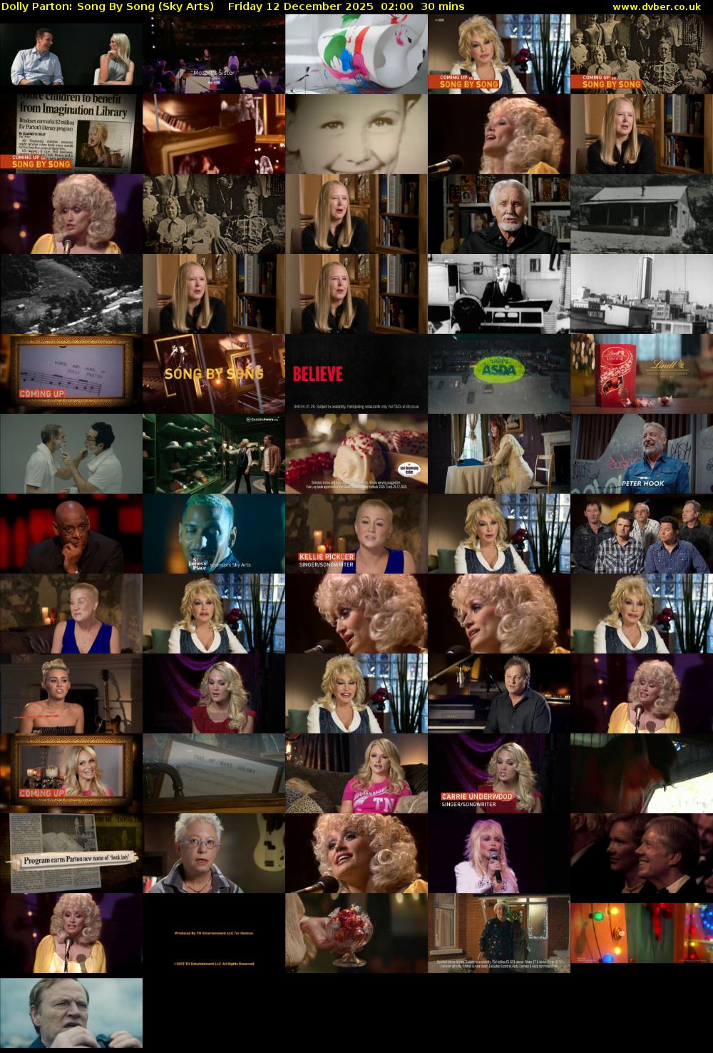 Dolly Parton: Song By Song (Sky Arts) Friday 12 December 2025 02:00 - 02:30