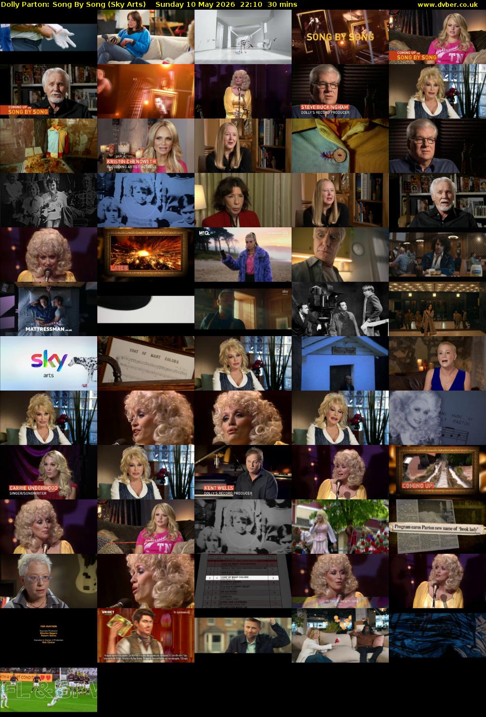Dolly Parton: Song By Song (Sky Arts) Sunday 10 May 2026 22:10 - 22:40